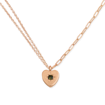 Peridot Heart Charm Double Chain Necklace - Junk Jewels