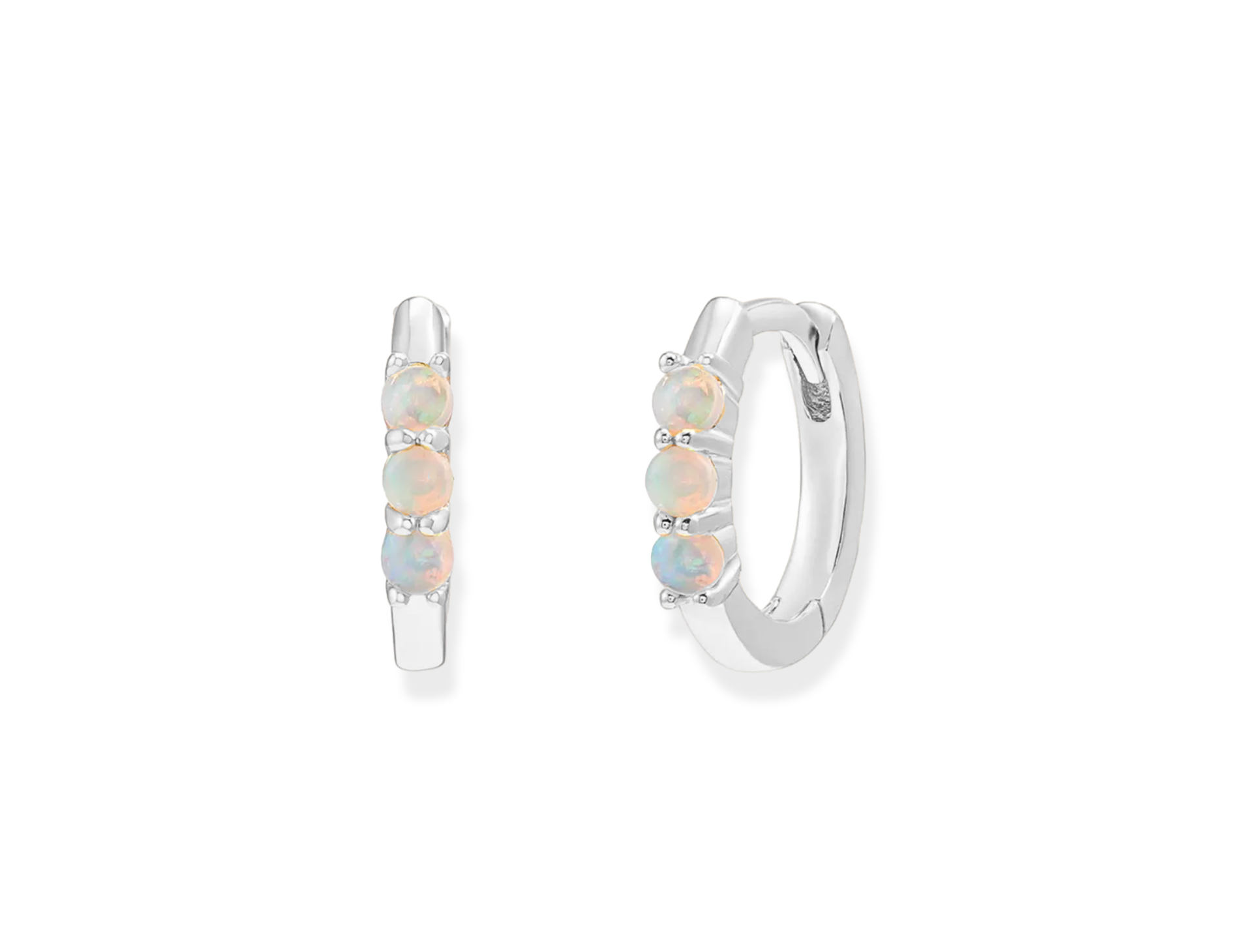 Triple Opal Huggie Hoop Earrings - Junk Jewels
