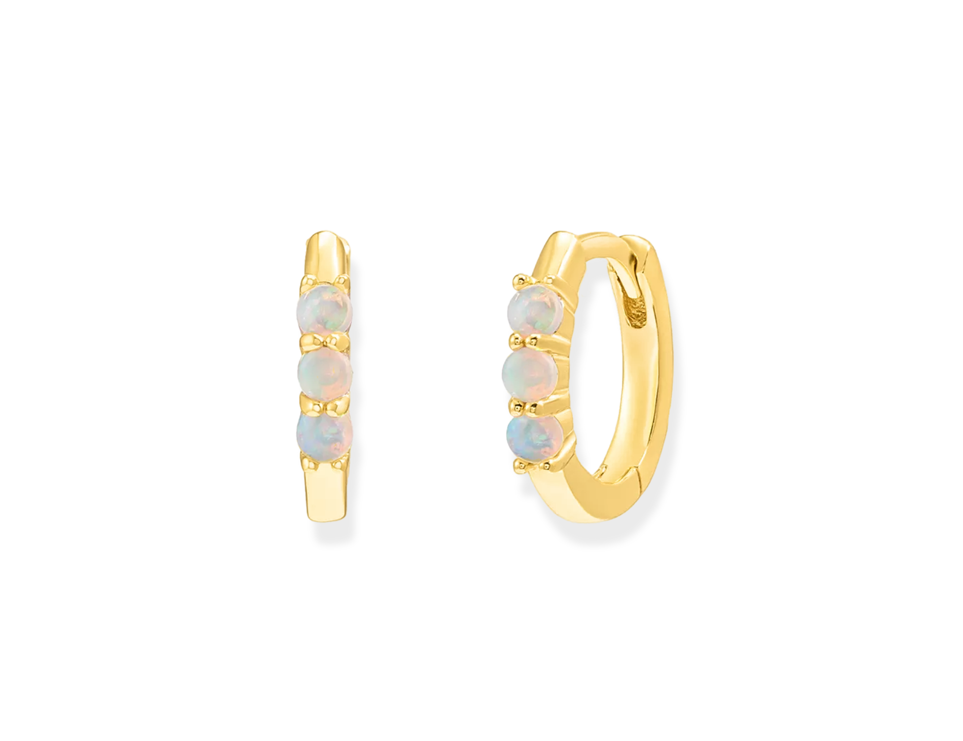 Triple Opal Huggie Hoop Earrings - Junk Jewels