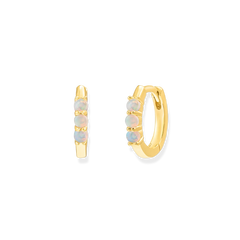 Triple Opal Huggie Hoop Earrings - Junk Jewels