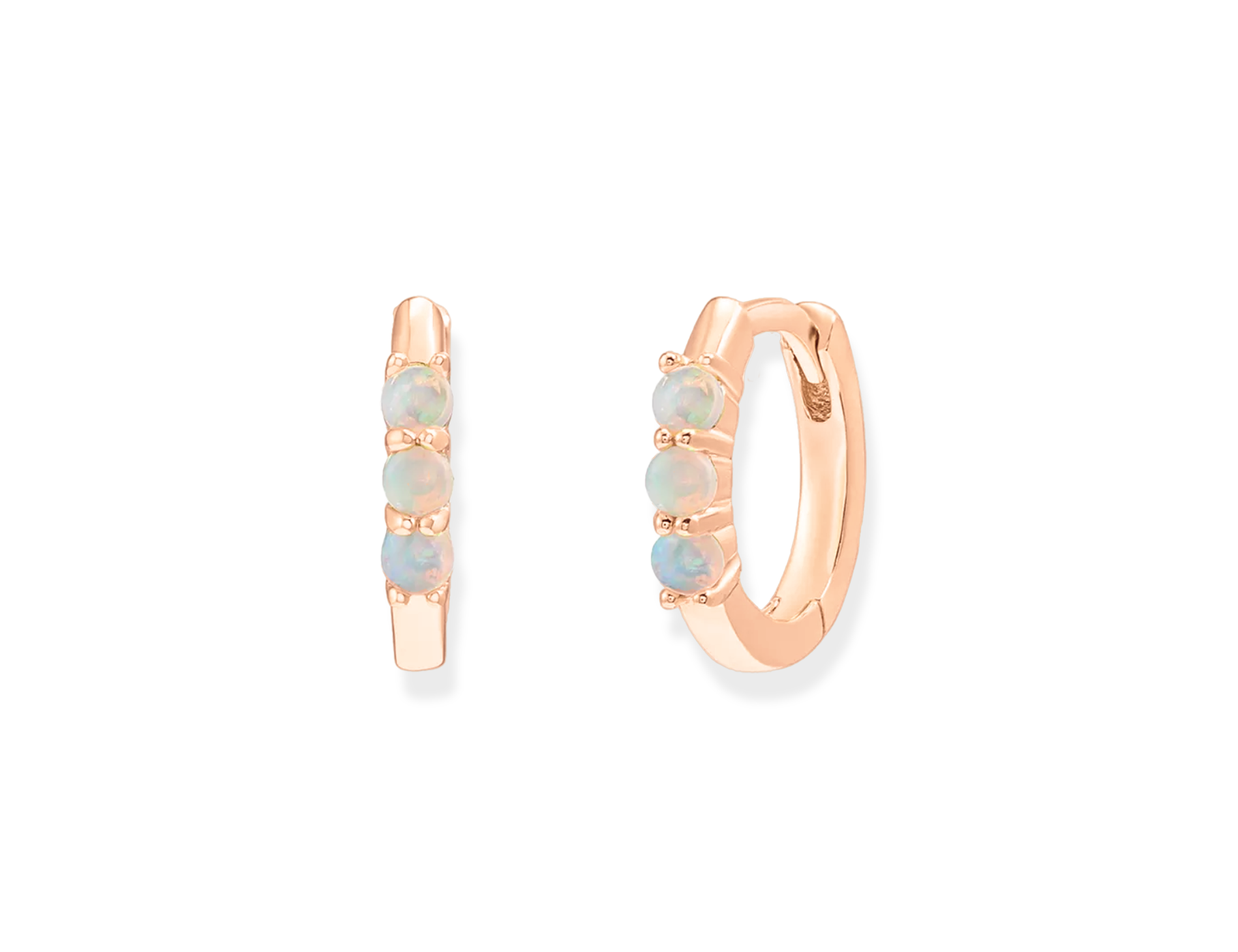 Triple Opal Huggie Hoop Earrings - Junk Jewels