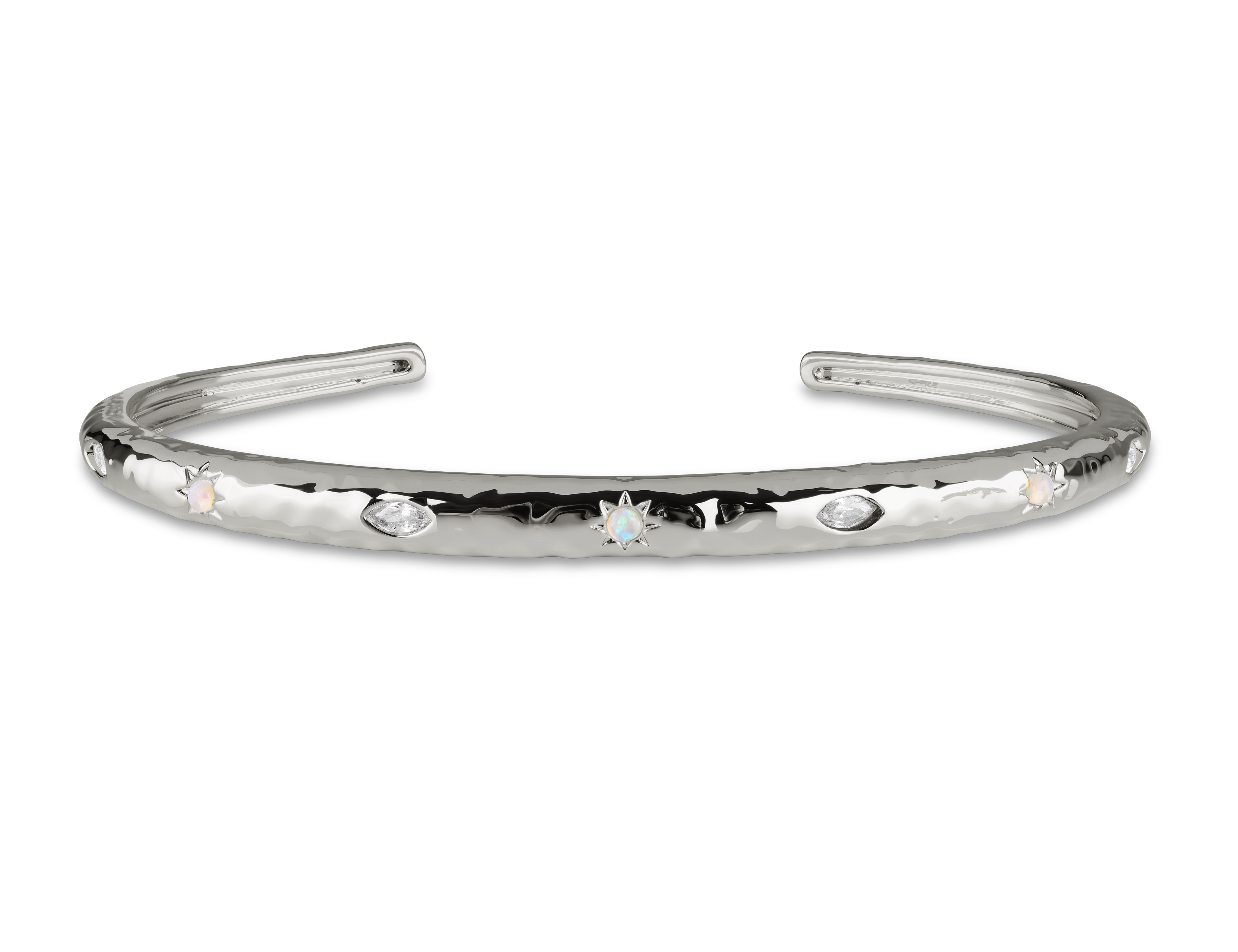 Opal Jewelled Textured Bangle