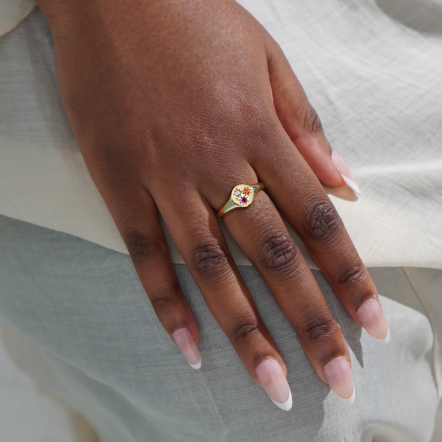 Starburst Jewelled Adjustable Signet Ring – Junk Jewels