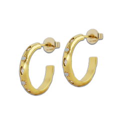 Opal Jewelled Textured Hoop Earrings