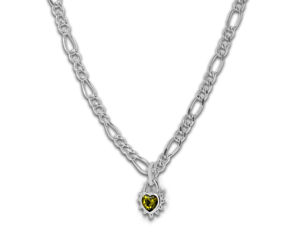 Peridot Heart Chunky Figaro Necklace