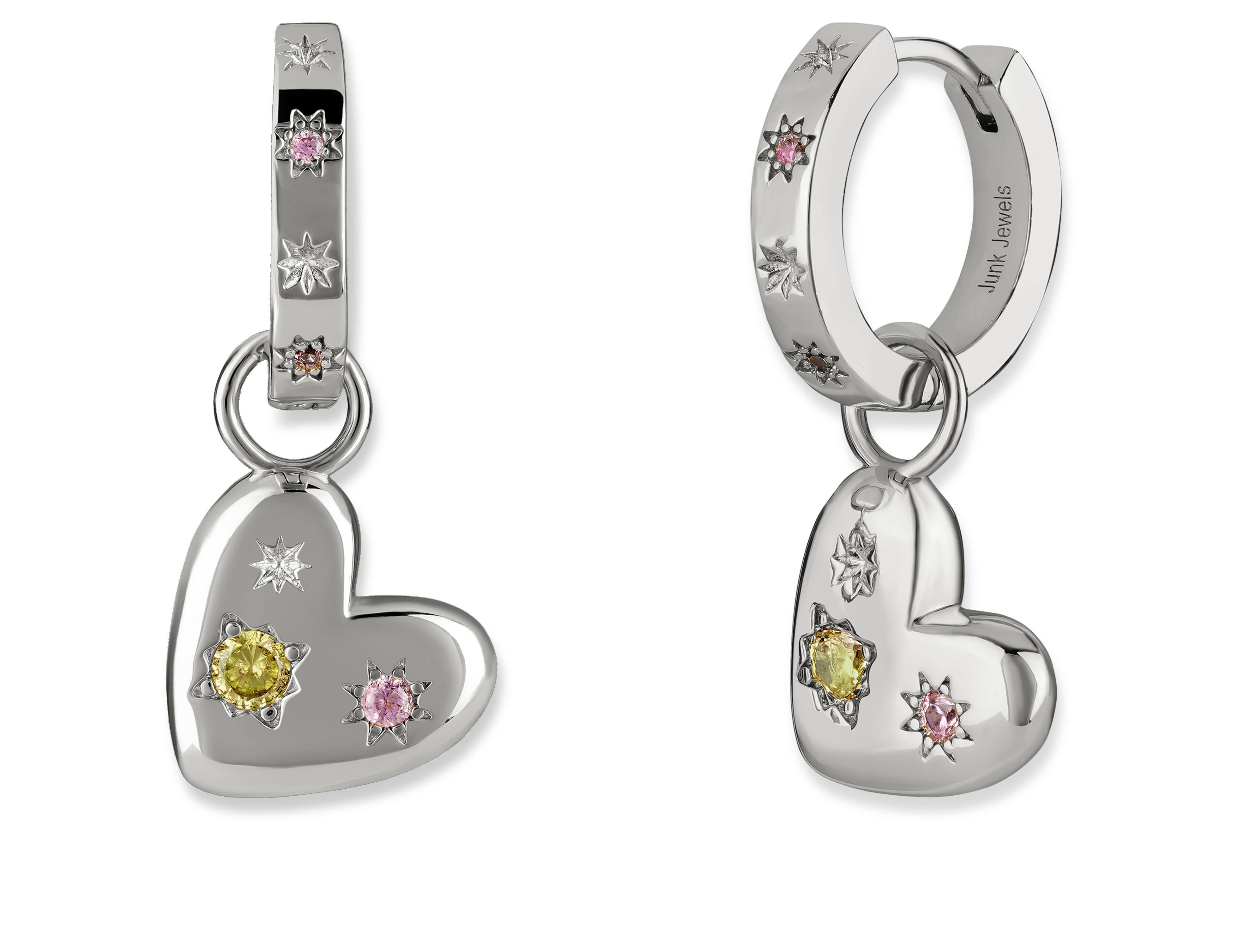 Chunky Floating Heart Hoop Earrings