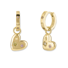 Chunky Floating Heart Hoop Earrings