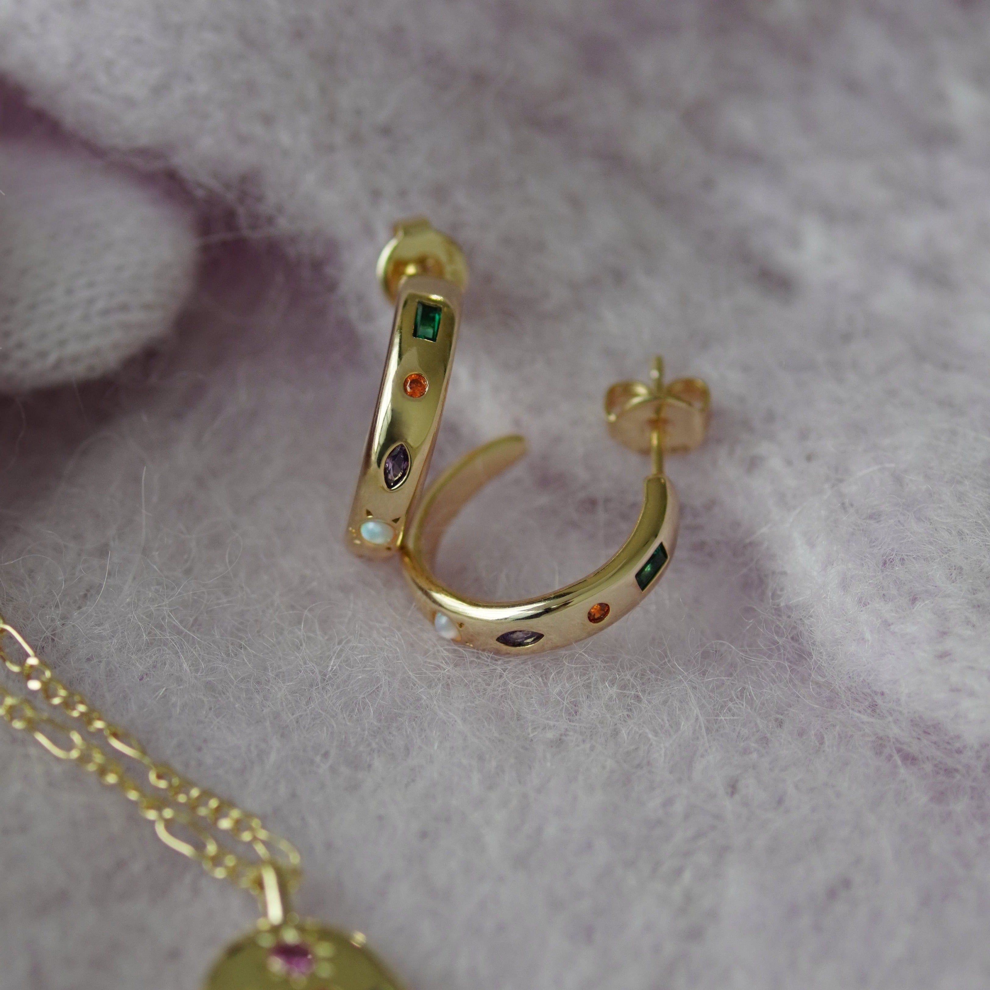 Kaleidoscope Gemstone Hoop Earrings - Junk Jewels