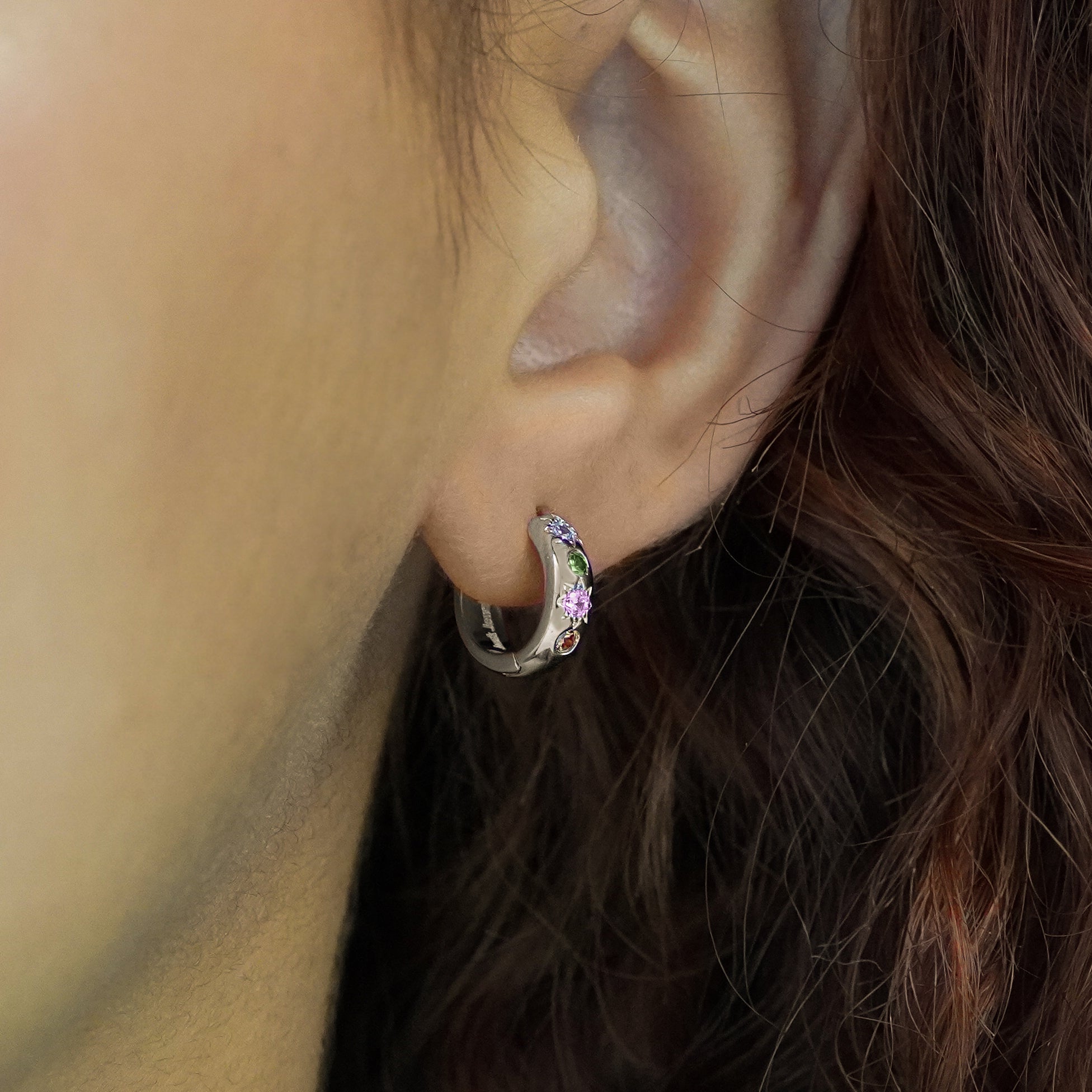 Pastel Stone Petite Hoop Earrings - Junk Jewels
