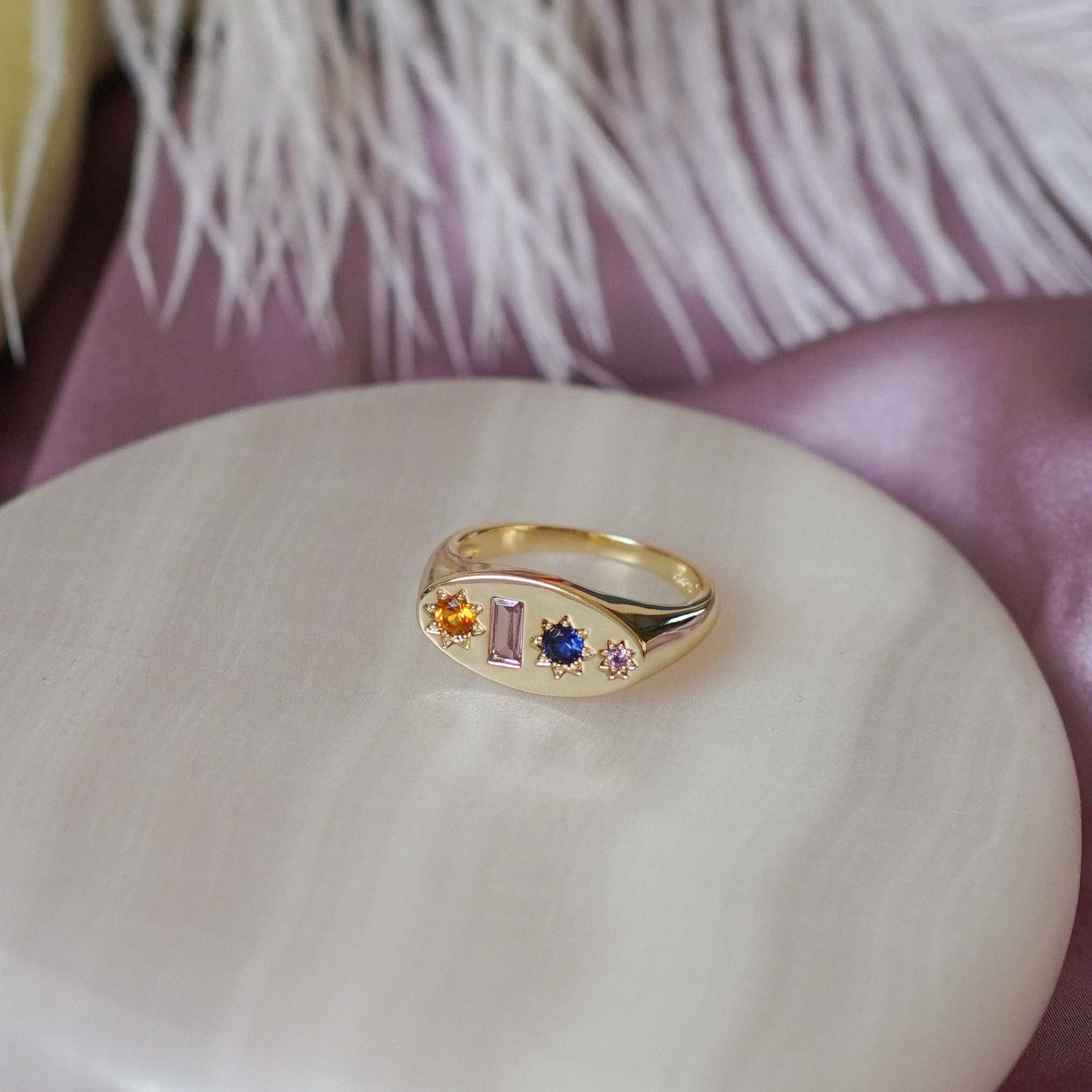 Midnight Gemstone Signet Ring - Junk Jewels