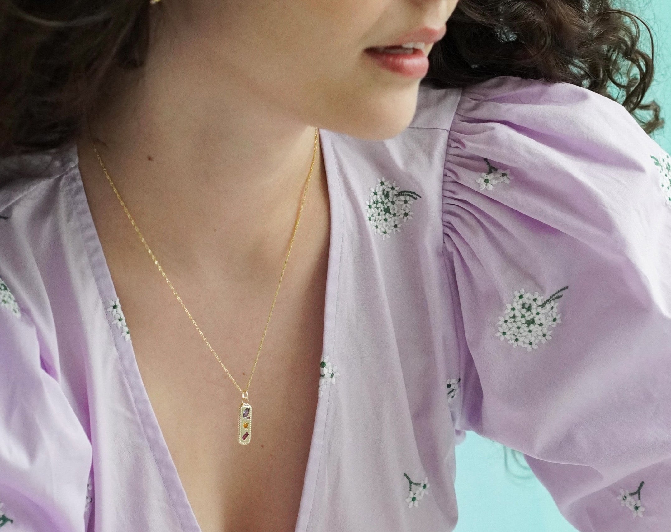 Kaleidoscope Gemstone Tag Pendant Necklace - Junk Jewels