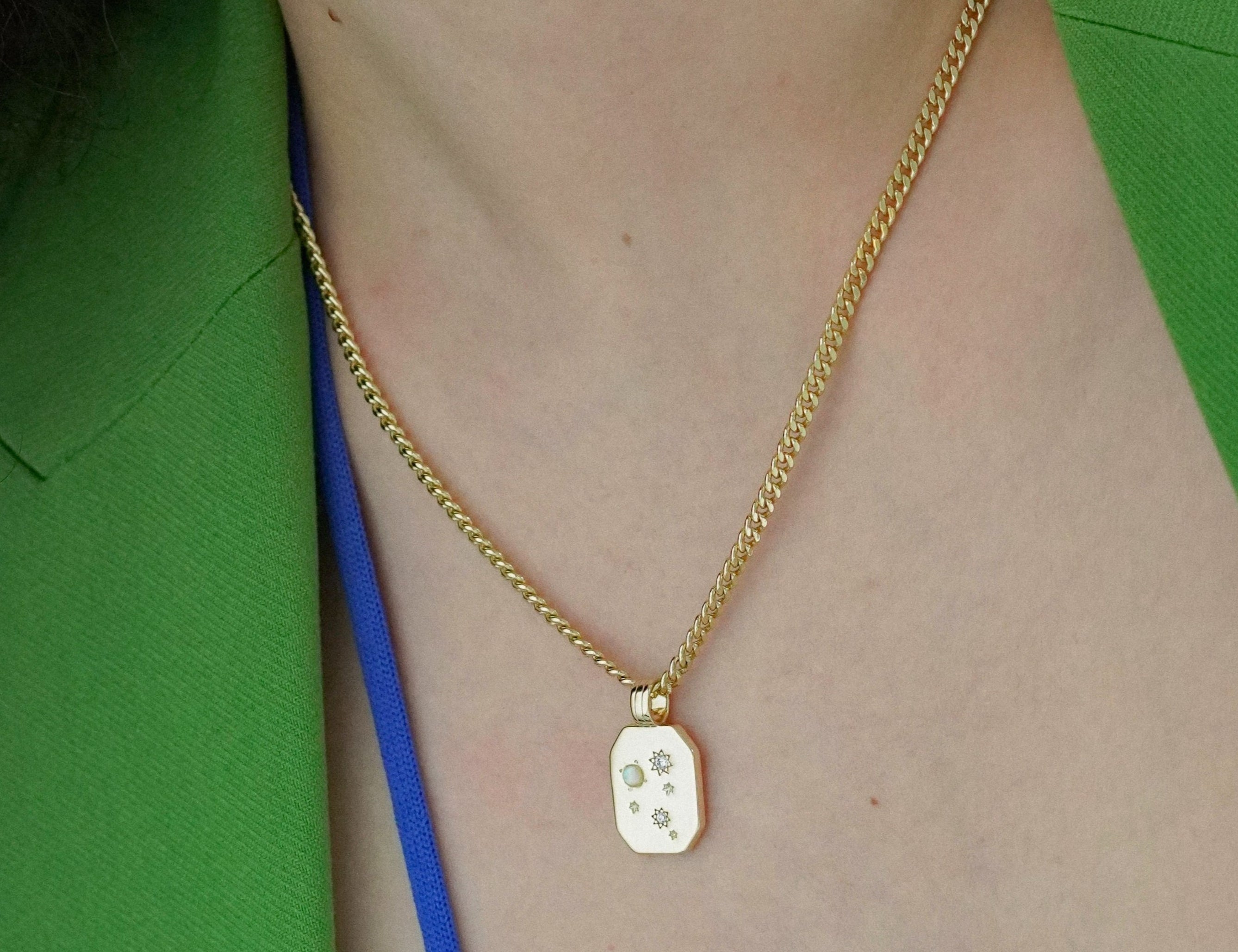 Glitter Pendant Chunky Chain Necklace - Junk Jewels