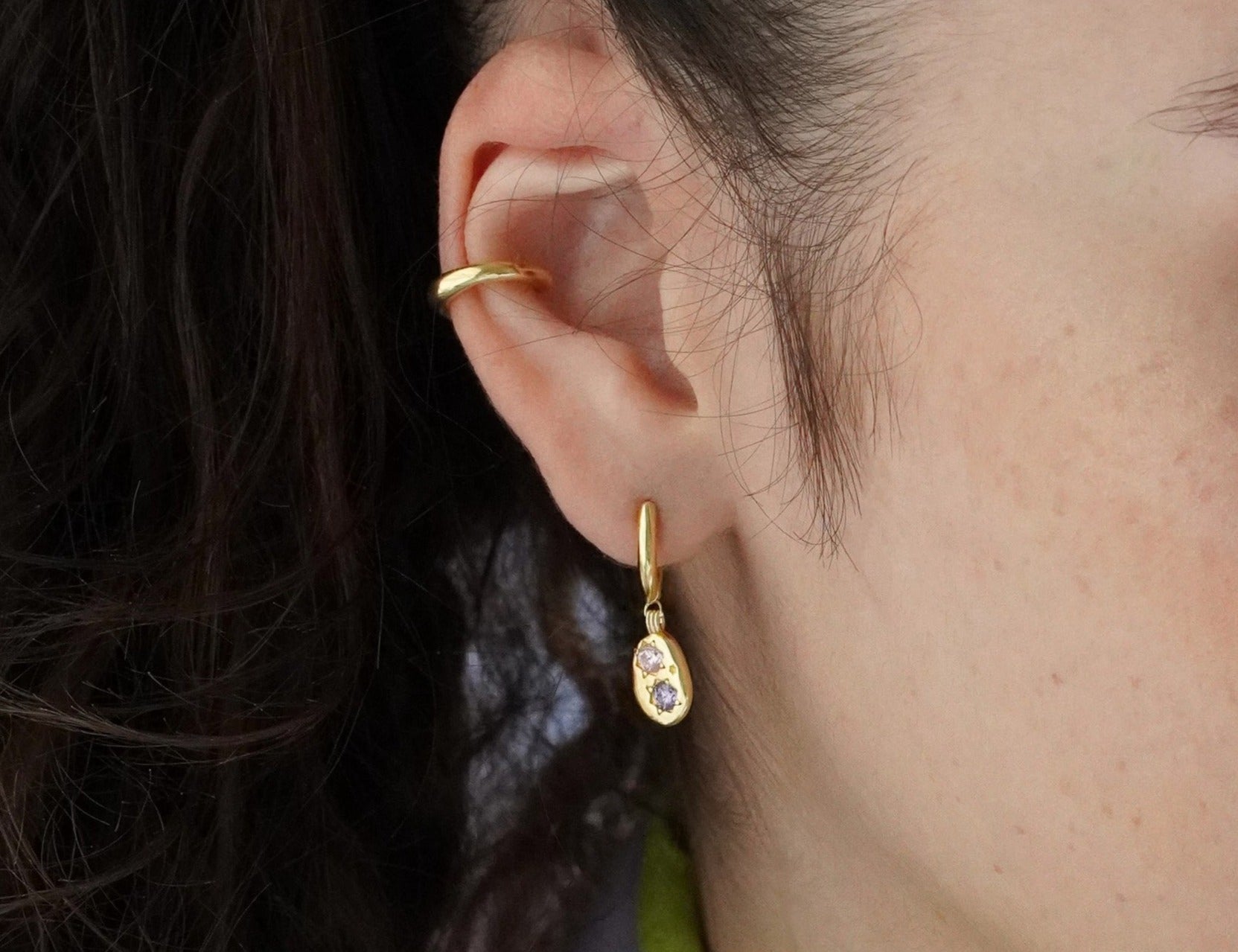 Gemstone Mini Pebble Hoop Earrings - Junk Jewels