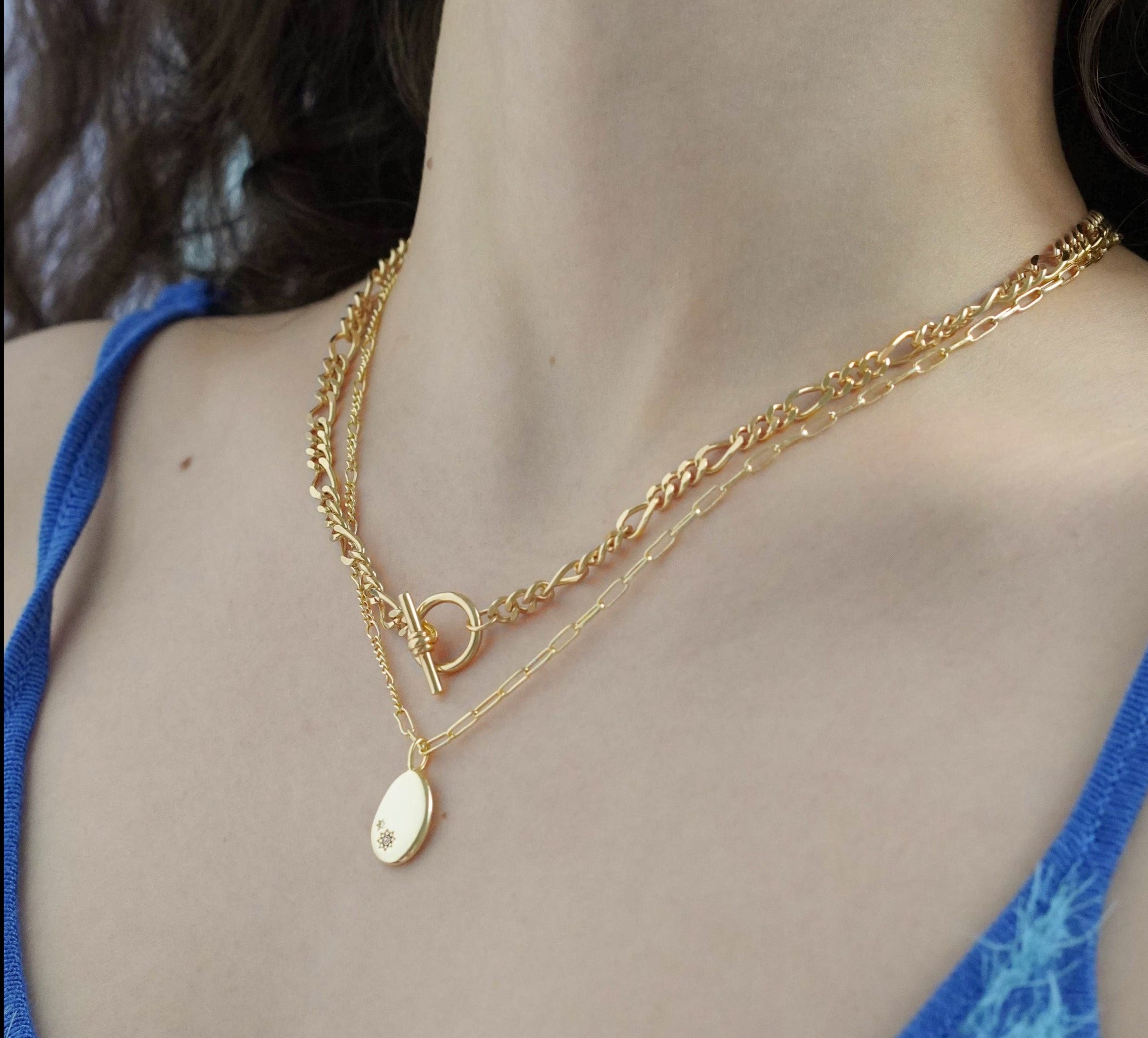 Minimalist Pebble Double Chain Necklace - Junk Jewels