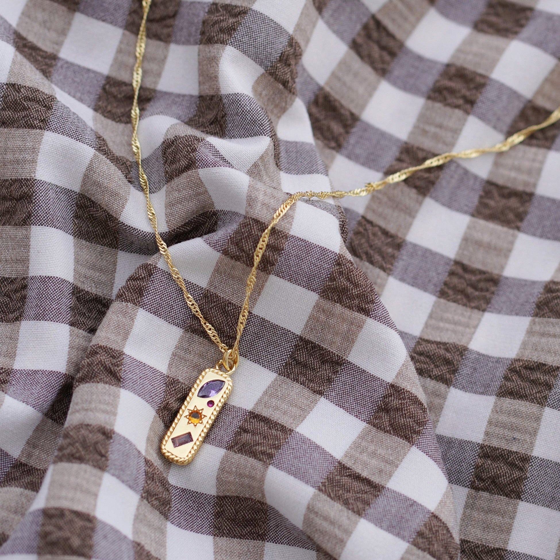 Kaleidoscope Gemstone Tag Pendant Necklace - Junk Jewels