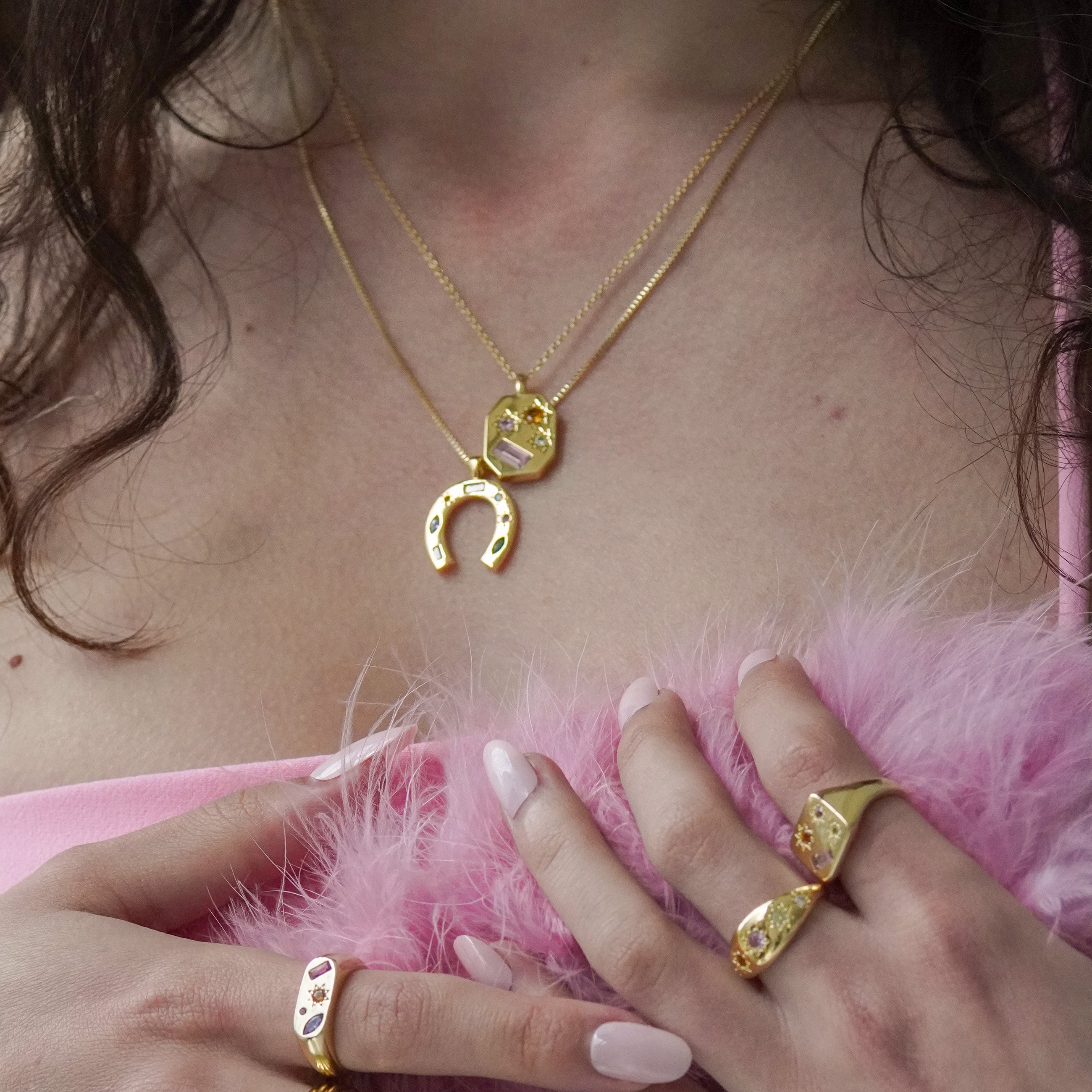 Kaleidoscope Lucky Charm Horsehoe Necklace - Junk Jewels