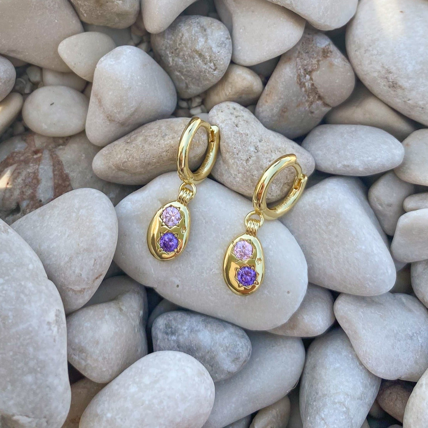 Gemstone Mini Pebble Hoop Earrings - Junk Jewels
