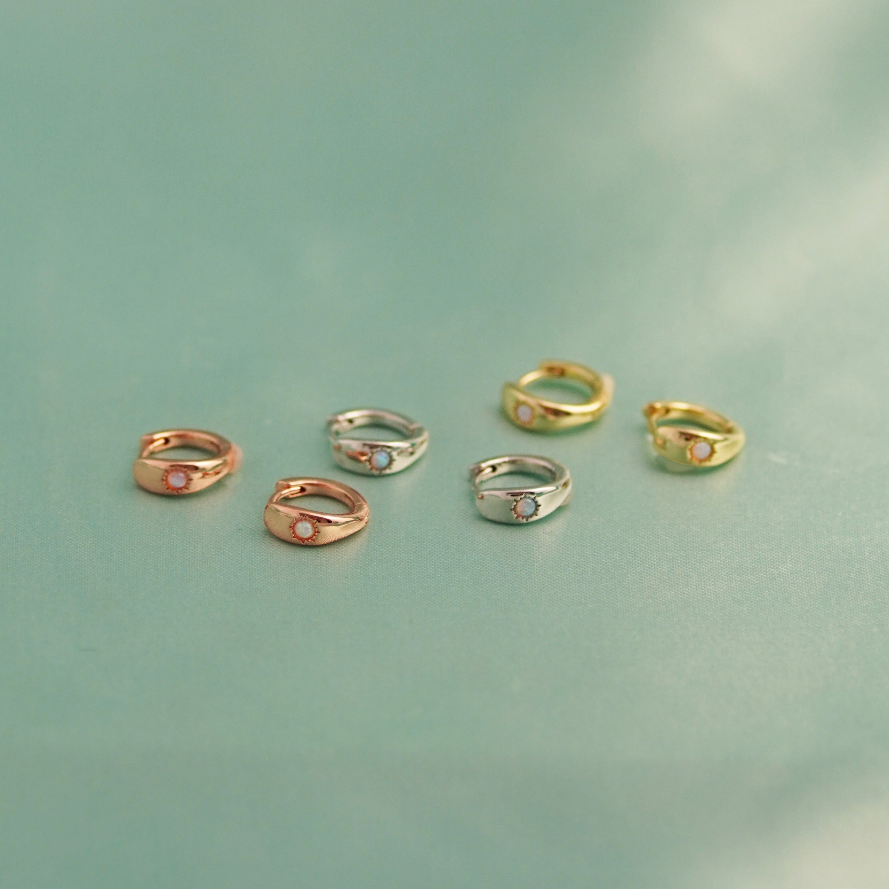 Opal Huggie Hoop Earrings - Junk Jewels