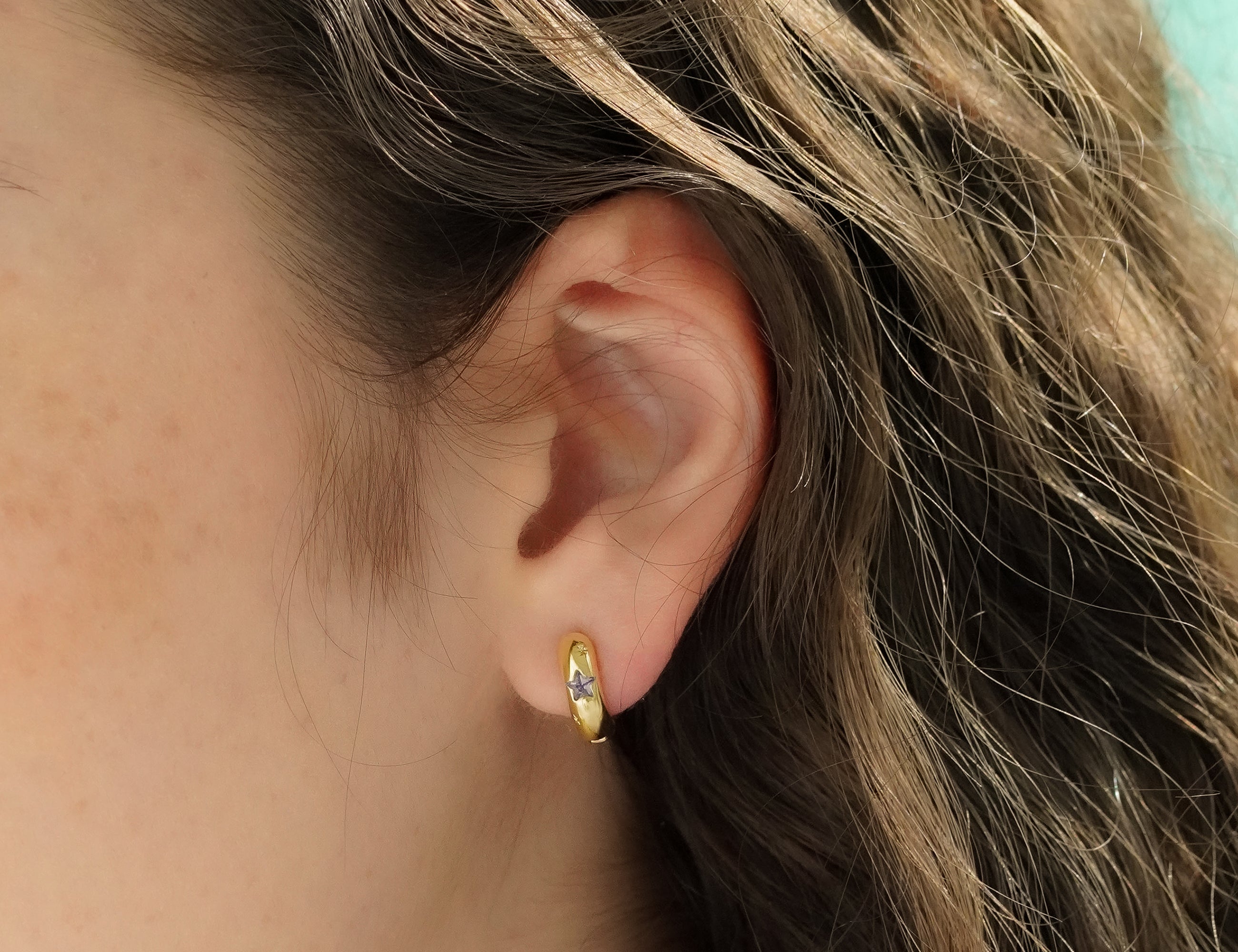 Star Stone Petite Hoop Earrings - Junk Jewels