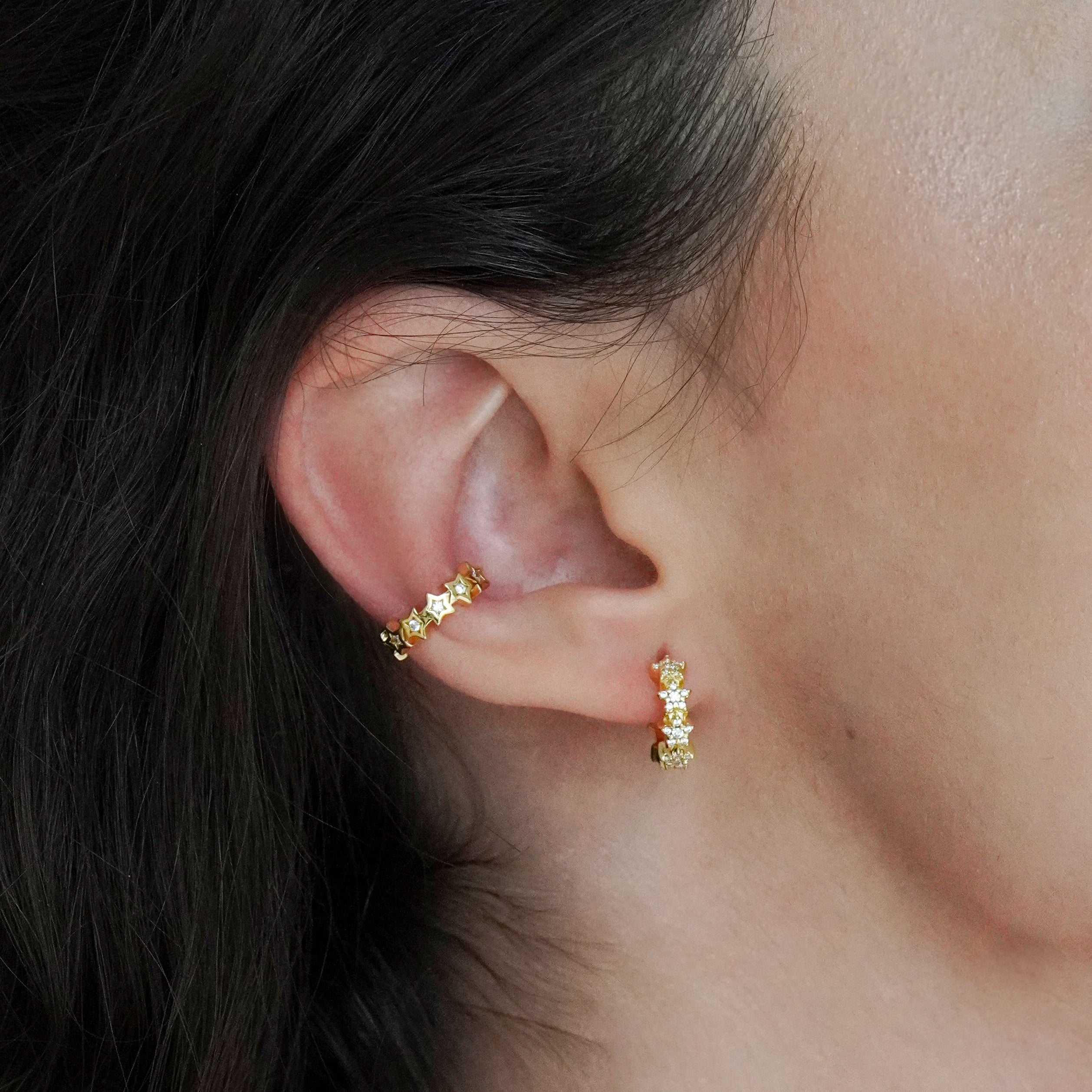 Starry Huggie Hoop Earrings - Junk Jewels
