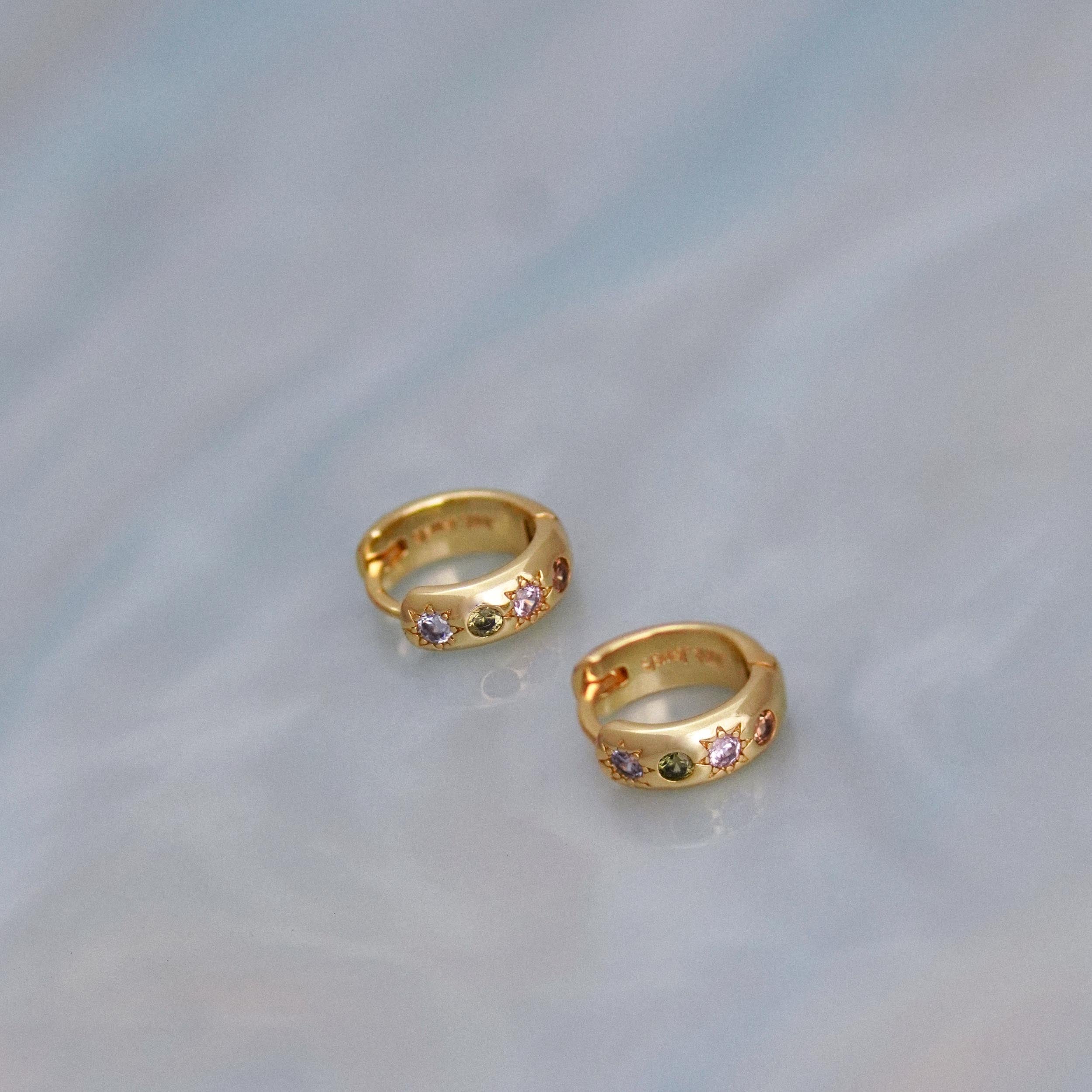 Pastel Stone Petite Hoop Earrings - Junk Jewels