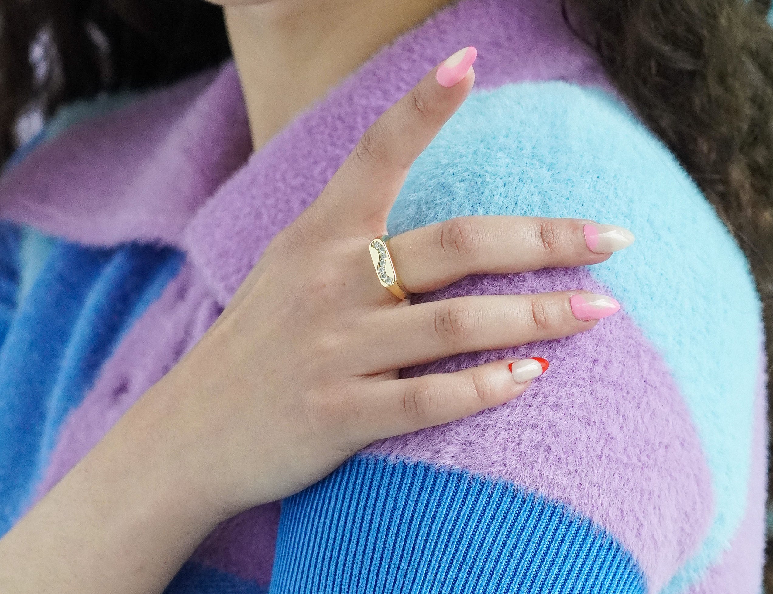 Glitter Wiggle Signet Ring - Junk Jewels
