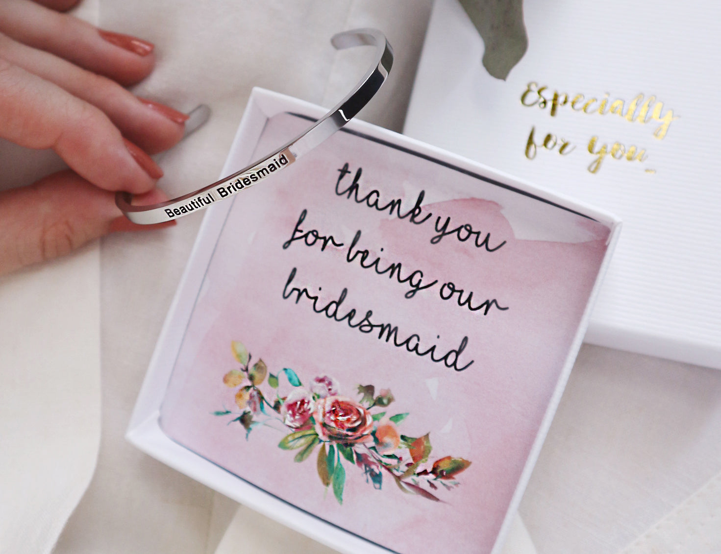 'Beautiful Bridesmaid' Bangle Thank You Gift - Junk Jewels