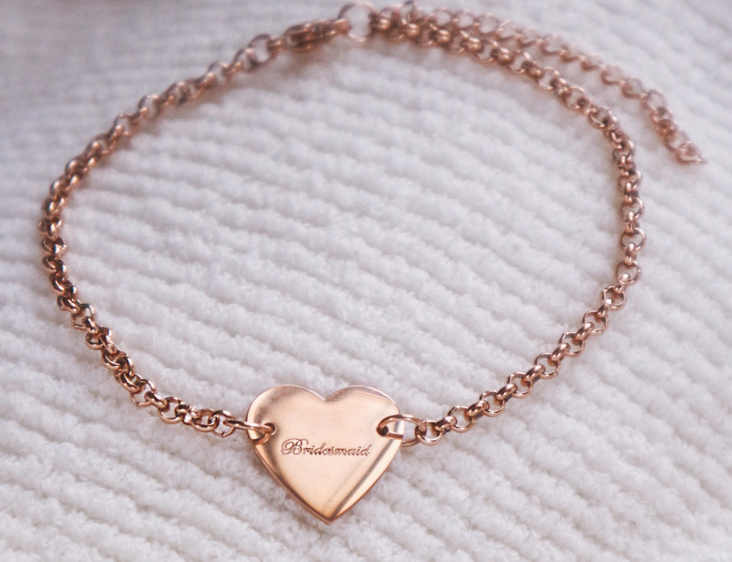 'Bridesmaid' Engraved Heart Bracelet Thank You Gift - Junk Jewels