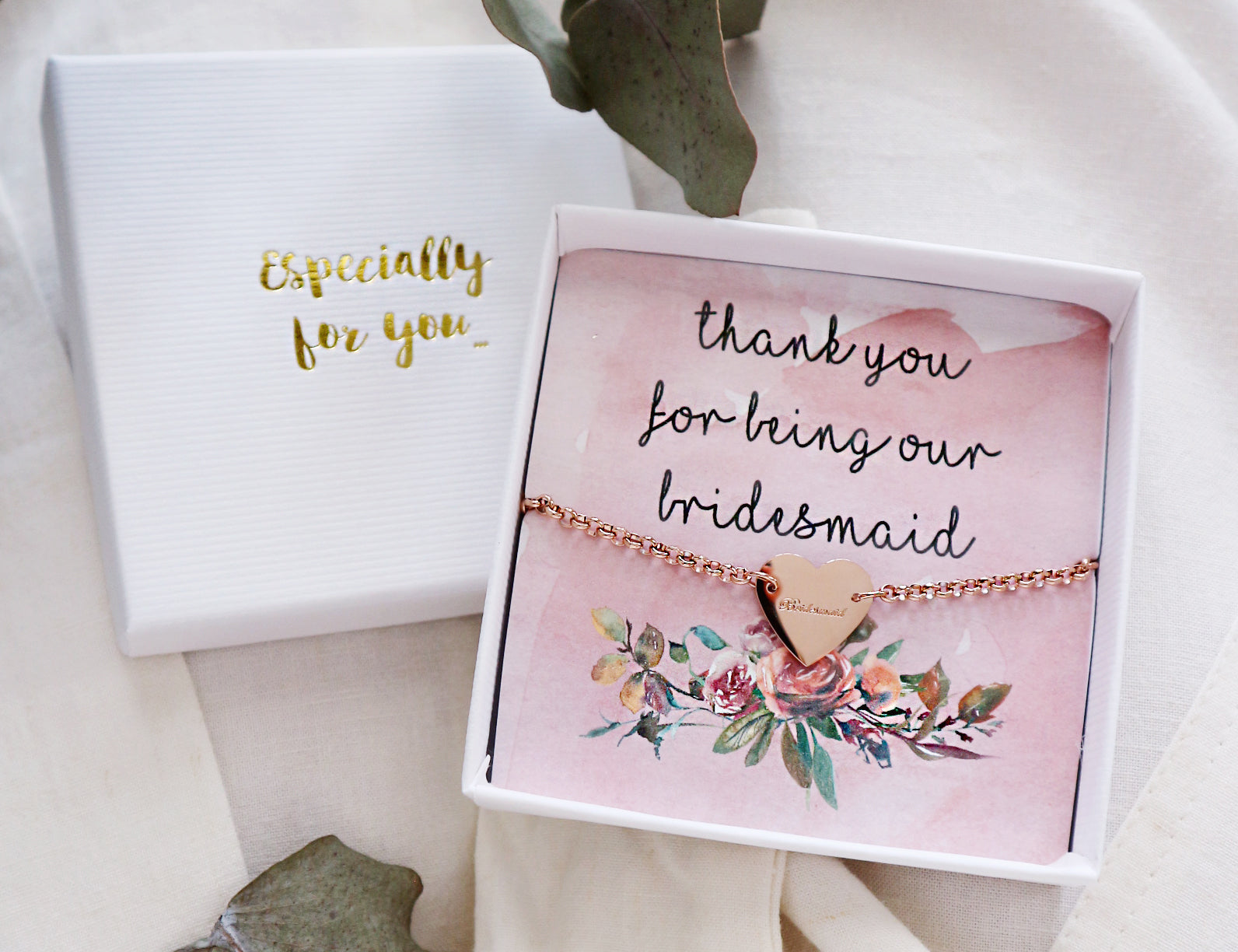 'Bridesmaid' Engraved Heart Bracelet Thank You Gift - Junk Jewels