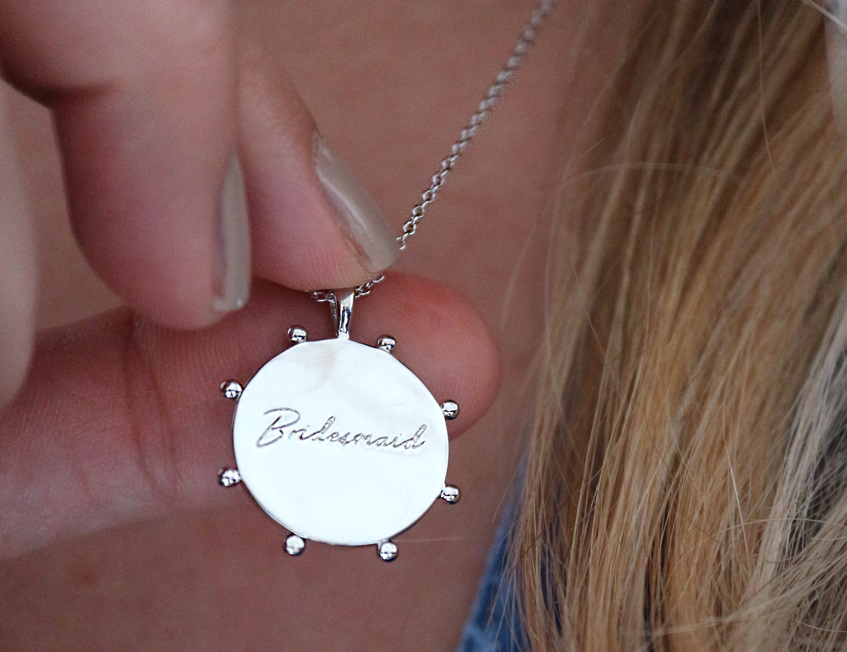 'Bridesmaid' Engraved Coin Necklace - Junk Jewels