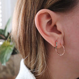 Green Gemstone Huggie Hoop Earrings - Junk Jewels