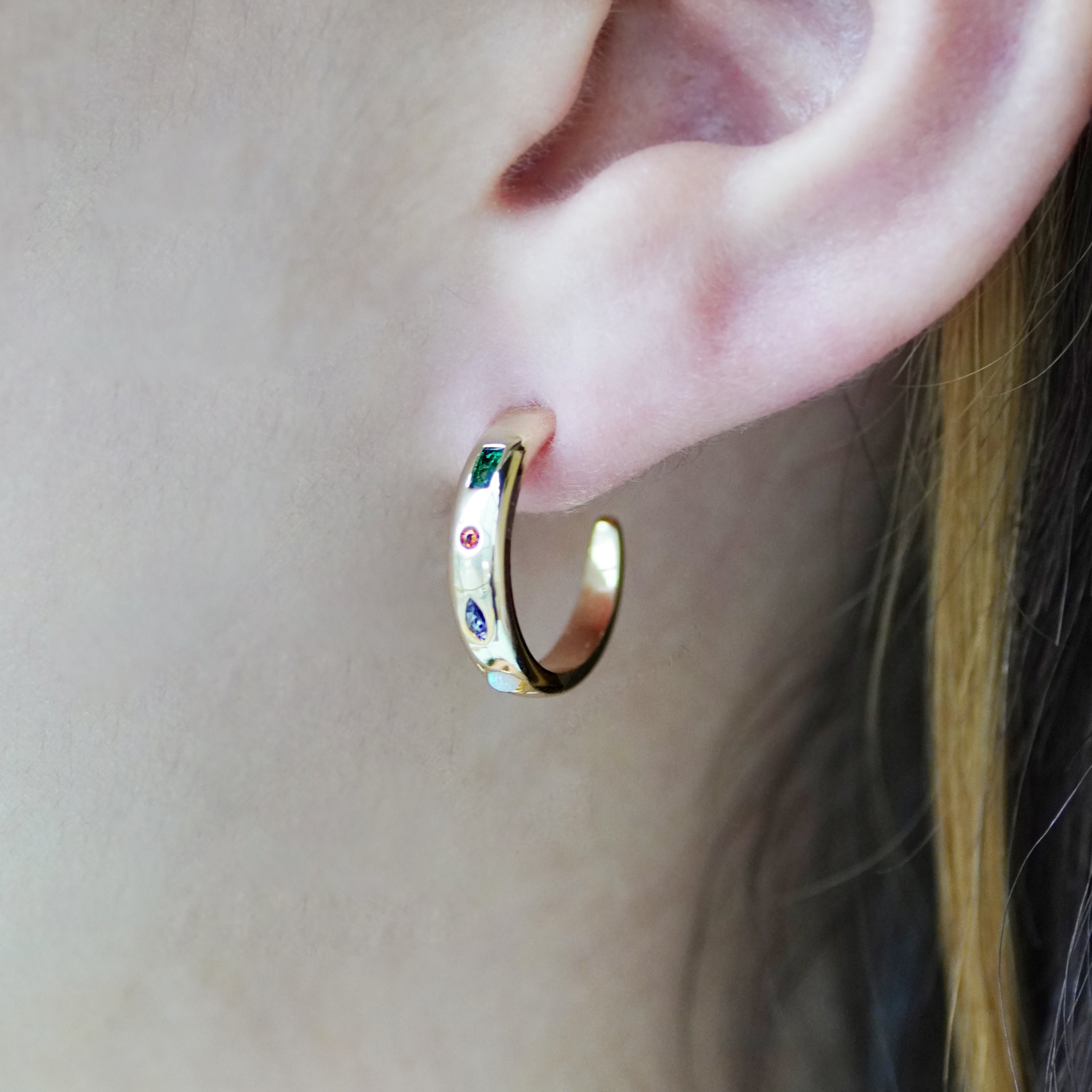 Kaleidoscope Gemstone Hoop Earrings - Junk Jewels