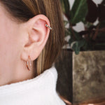 Green Gemstone Huggie Hoop Earrings - Junk Jewels