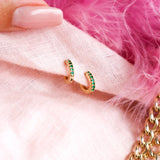 Emerald Green Huggie Hoop Earrings - Junk Jewels