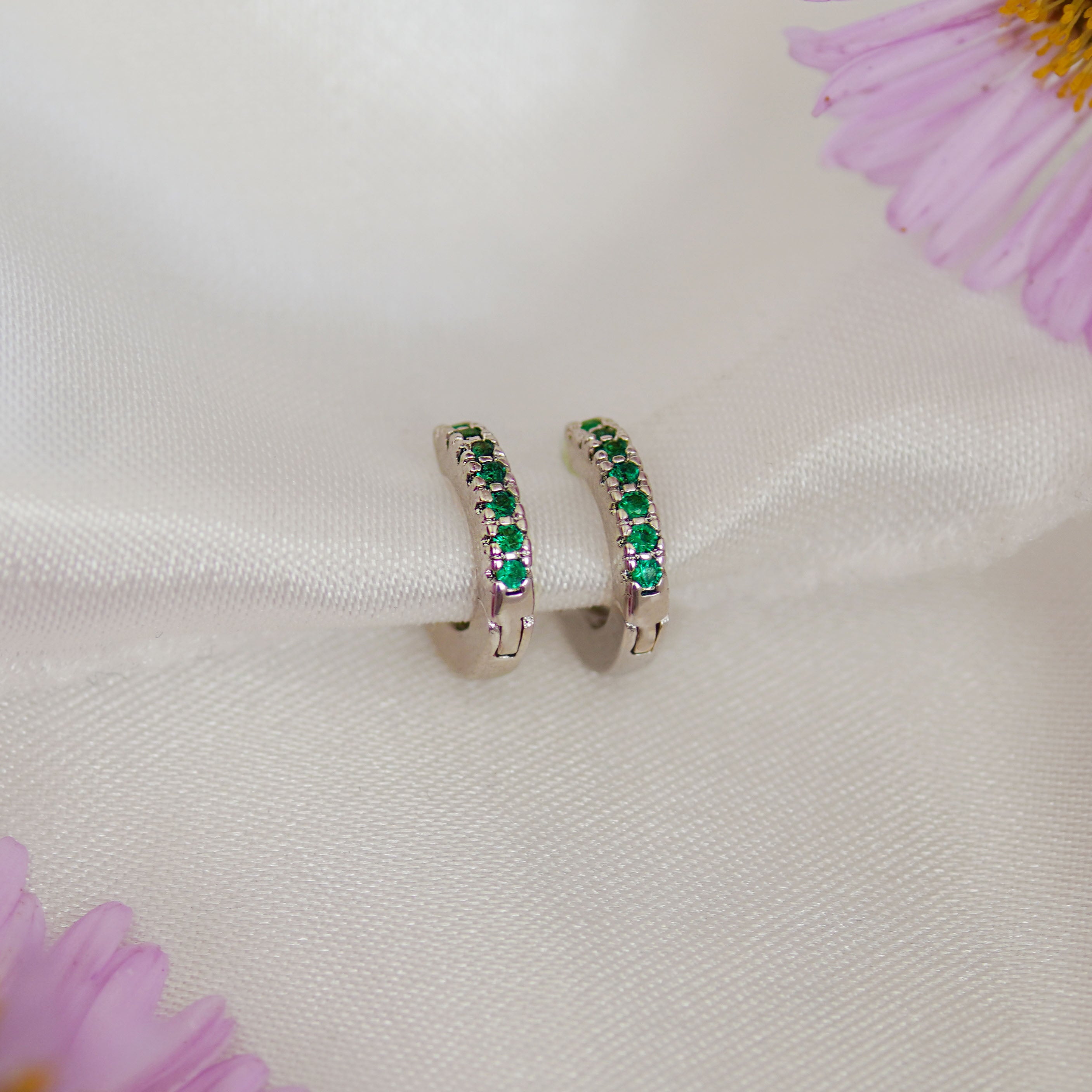 Emerald Green Huggie Hoop Earrings - Junk Jewels