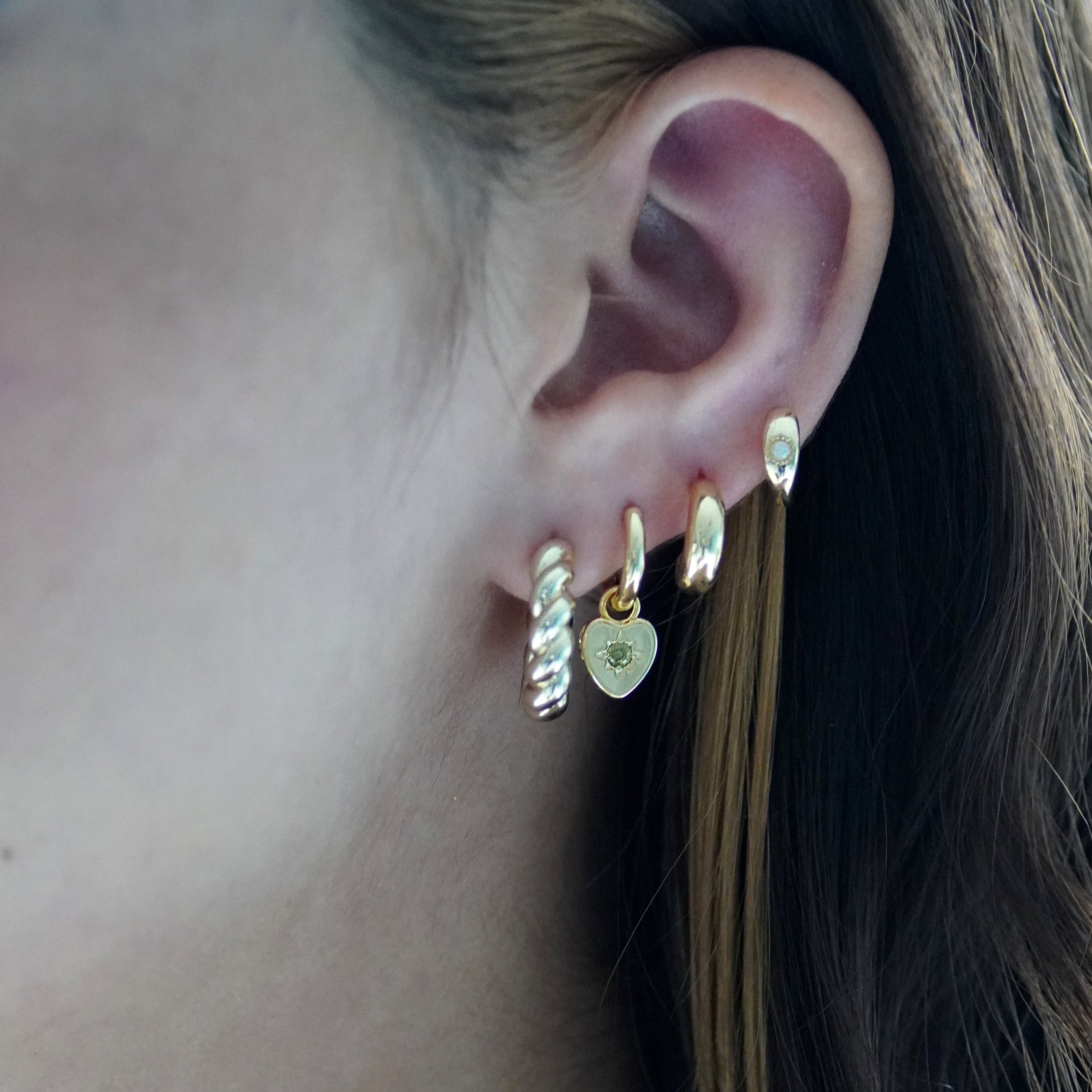 Peridot Heart Charm Earrings - Junk Jewels