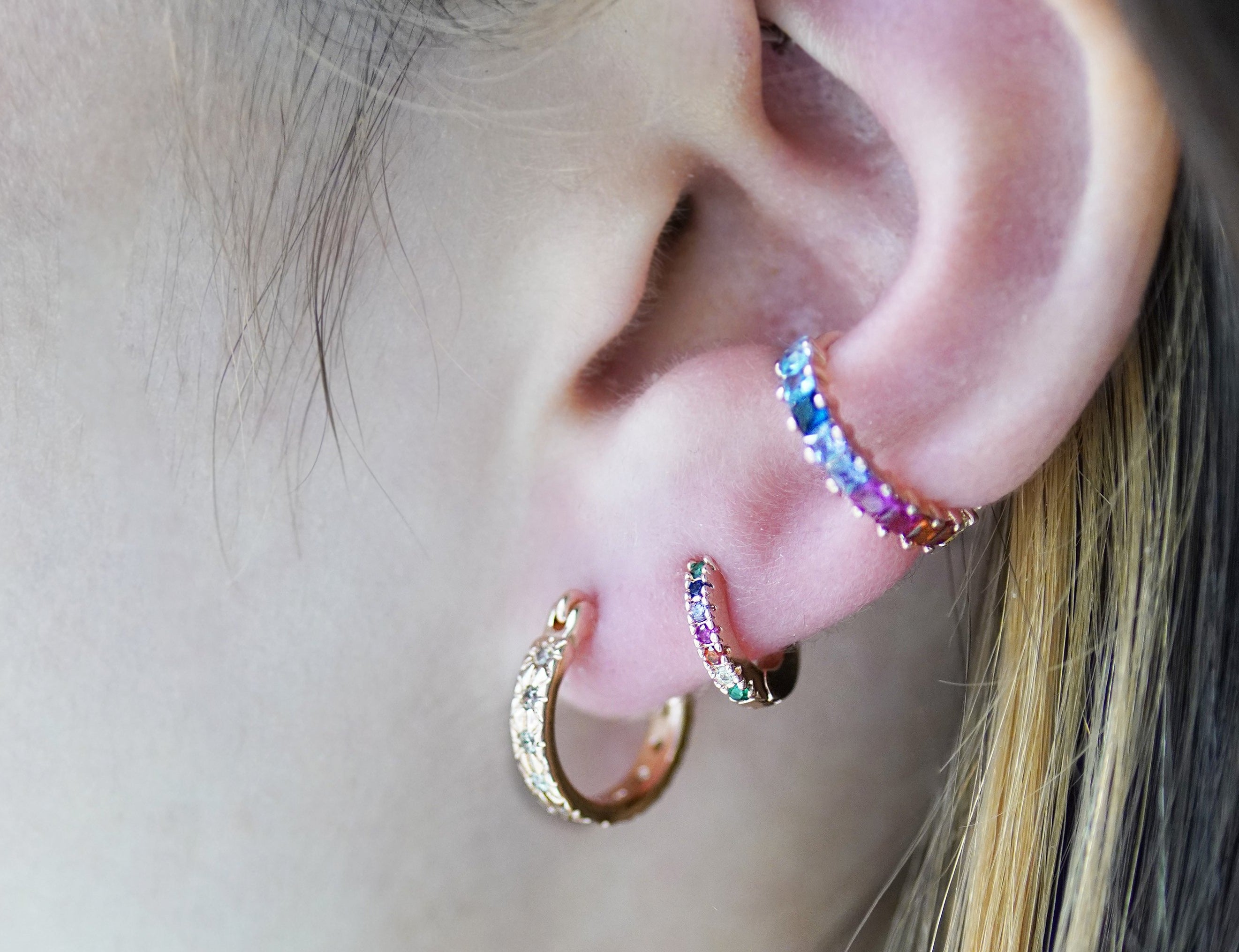 Rainbow Huggie Hoop Earrings - Junk Jewels