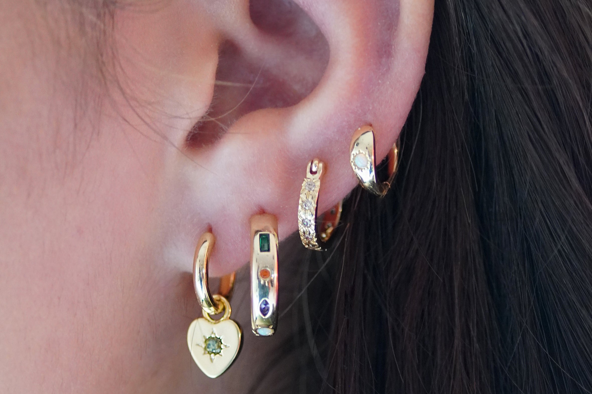 Peridot Heart Charm Earrings - Junk Jewels