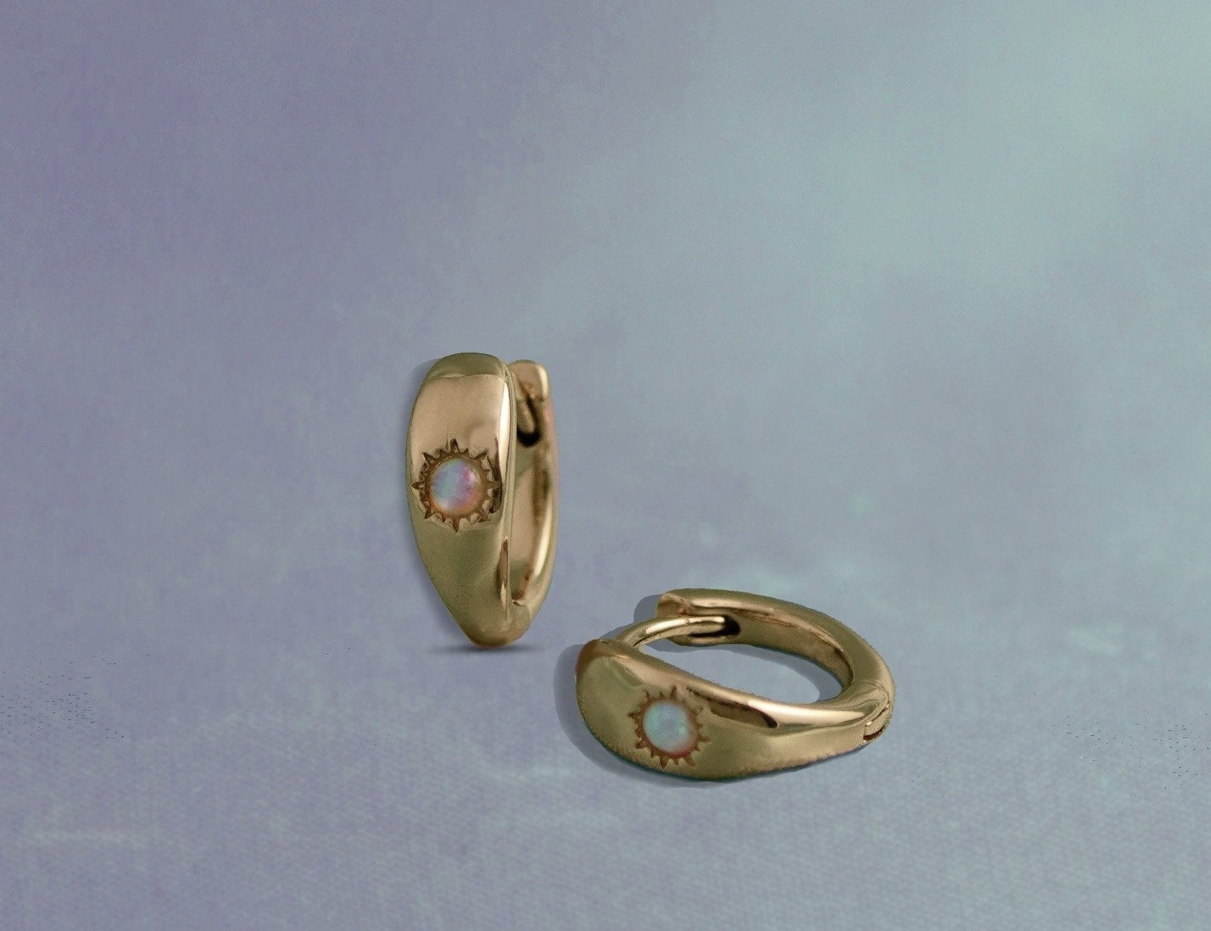 Opal Huggie Hoop Earrings - Junk Jewels