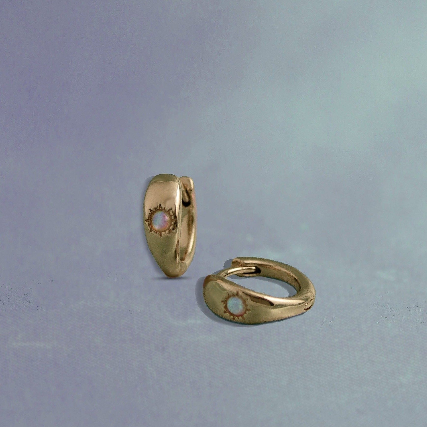 Opal Huggie Hoop Earrings - Junk Jewels