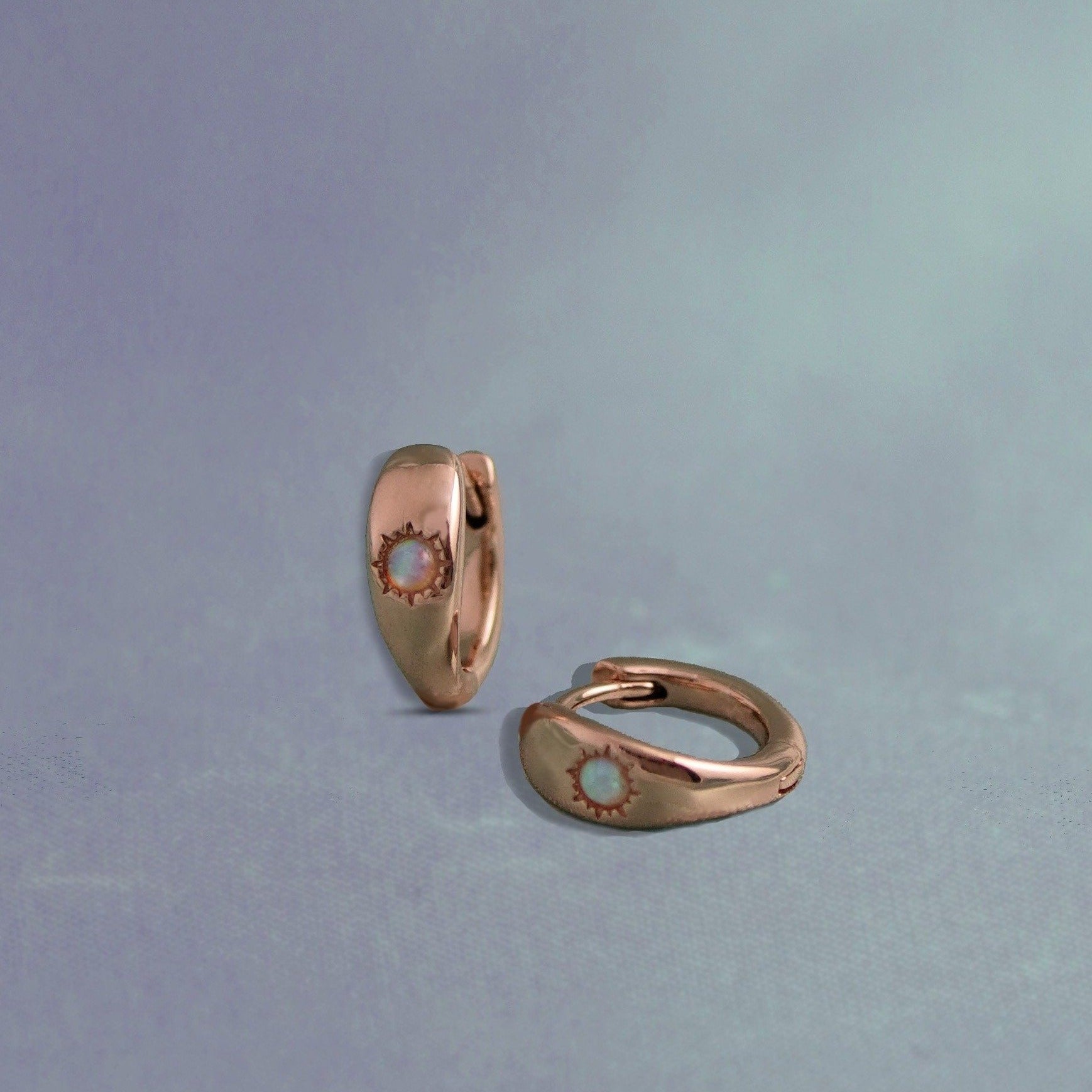Opal Huggie Hoop Earrings - Junk Jewels