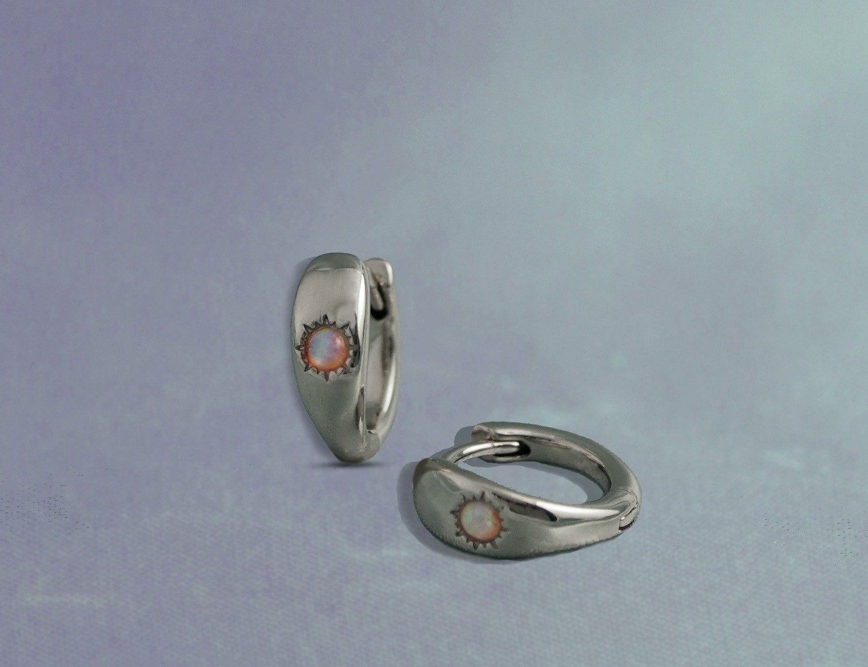 Opal Huggie Hoop Earrings - Junk Jewels