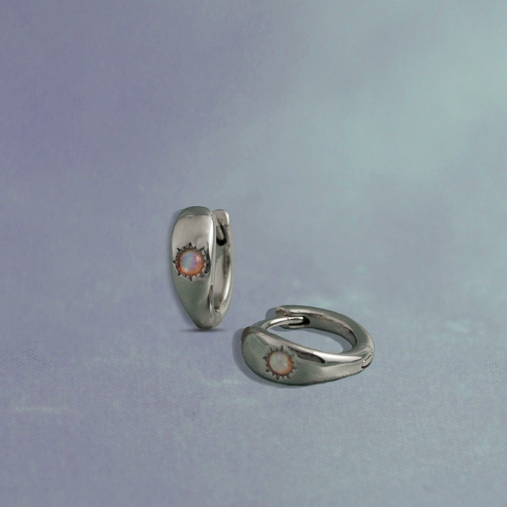 Opal Huggie Hoop Earrings - Junk Jewels