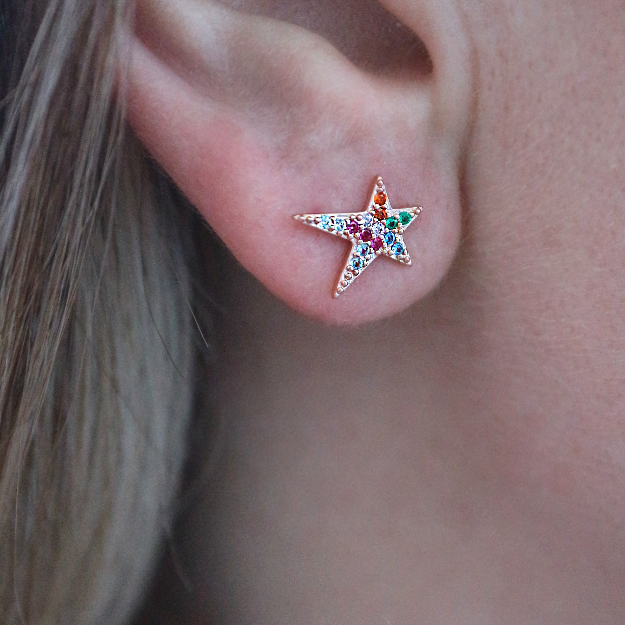 Rainbow star earrings sale