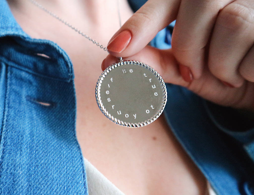 'Be True To Yourself' Engraved Coin Necklace - Junk Jewels
