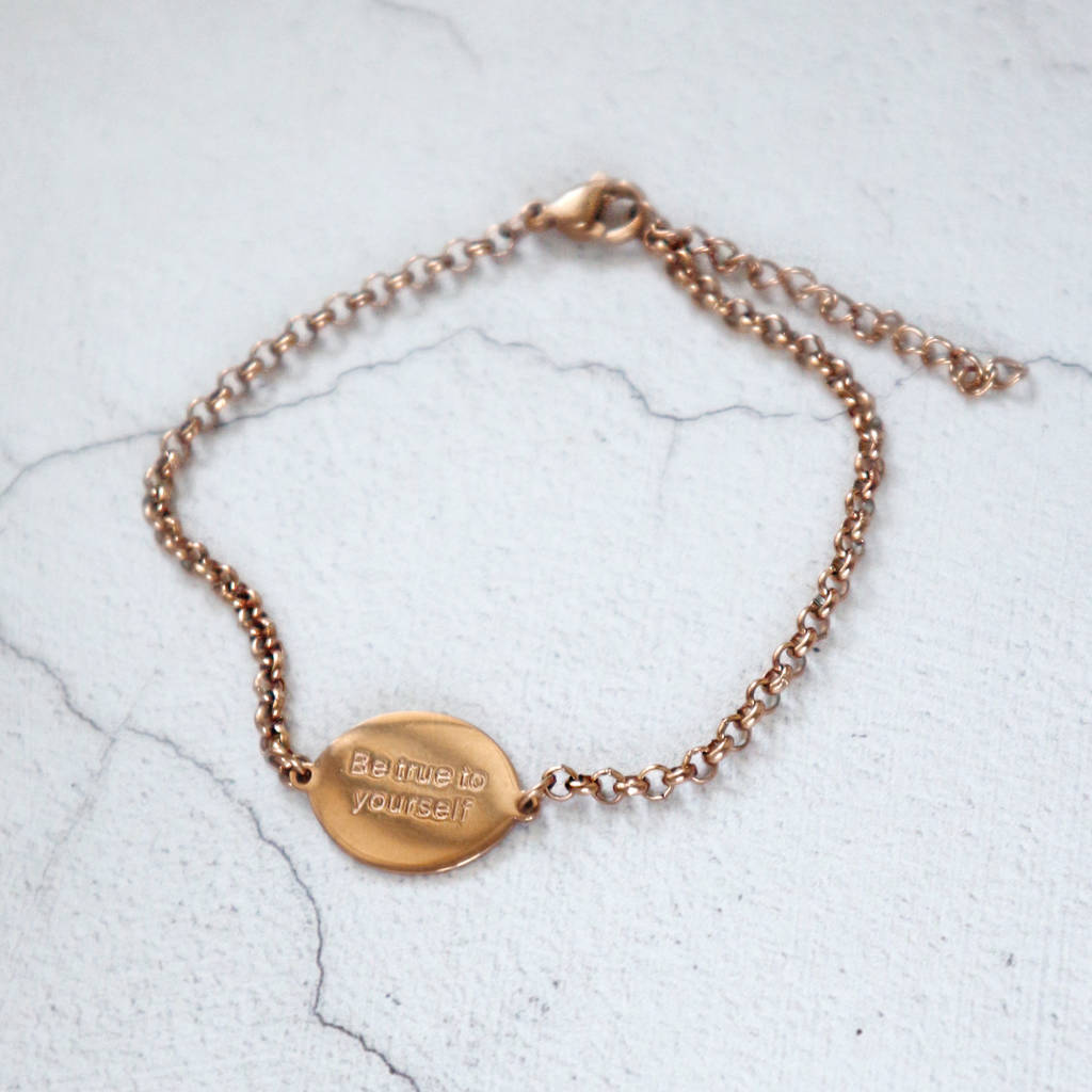 'Be True To Yourself' Engraved Disc Bracelet - Junk Jewels