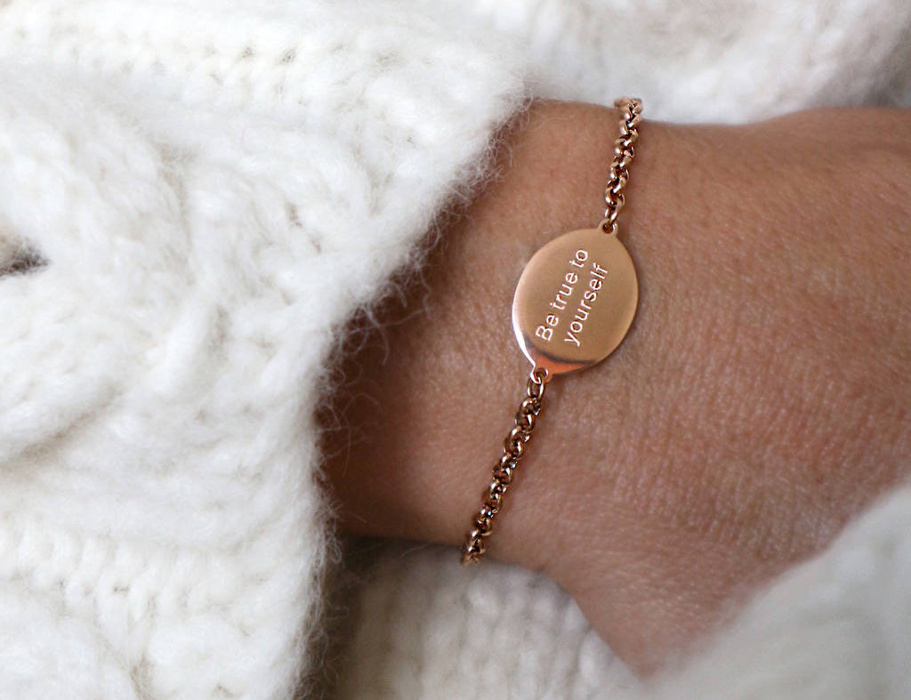 'Be True To Yourself' Engraved Disc Bracelet - Junk Jewels