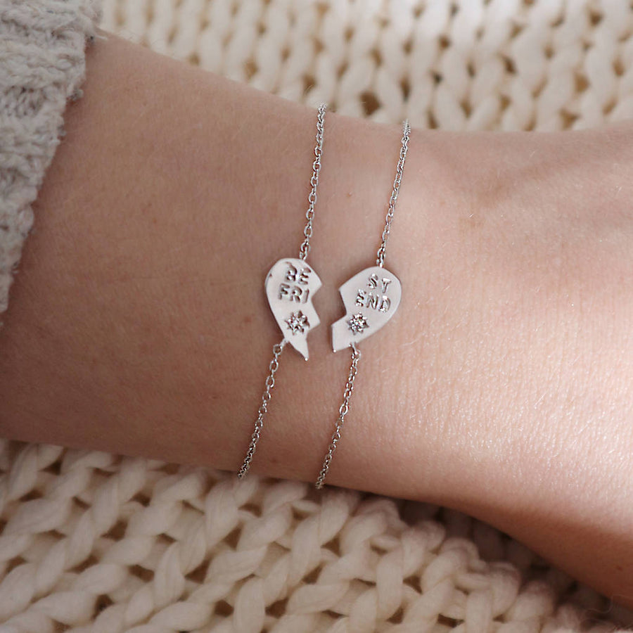 Set of 2 Best Friend Personalized Charm Bracelets Custom Name - Etsy UK