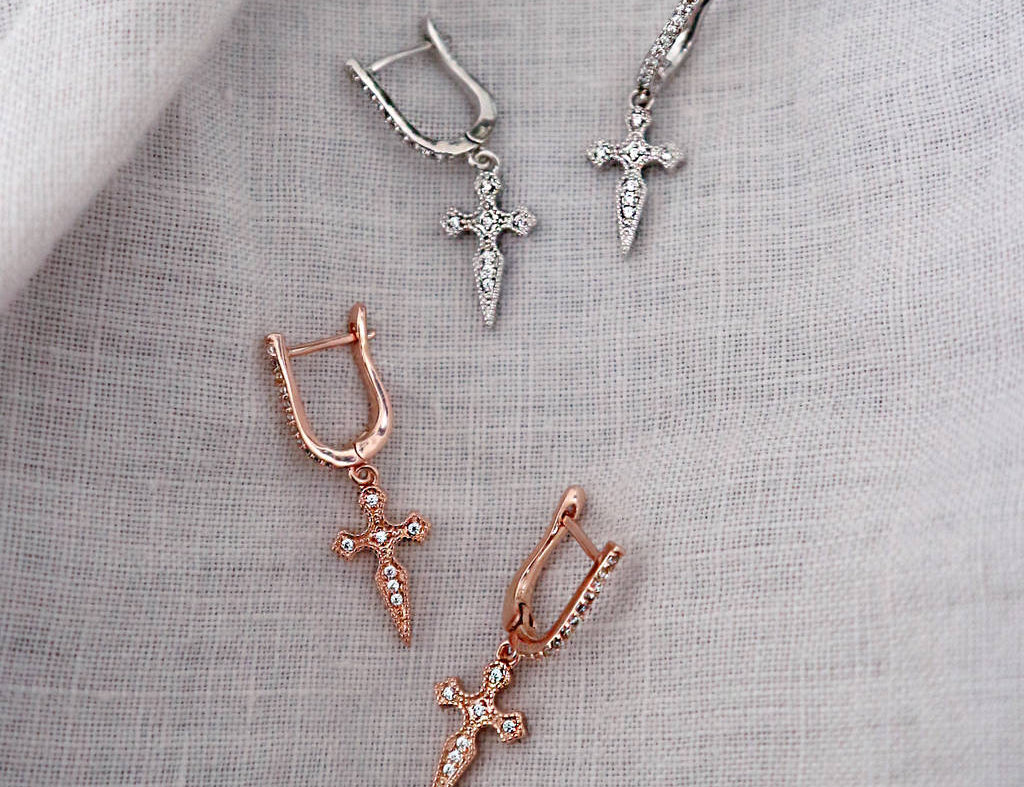 Gemstone Cross Drop Earrings - Junk Jewels