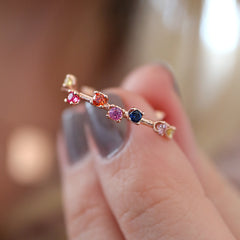 Rainbow Gemstone Garland Ring - Junk Jewels